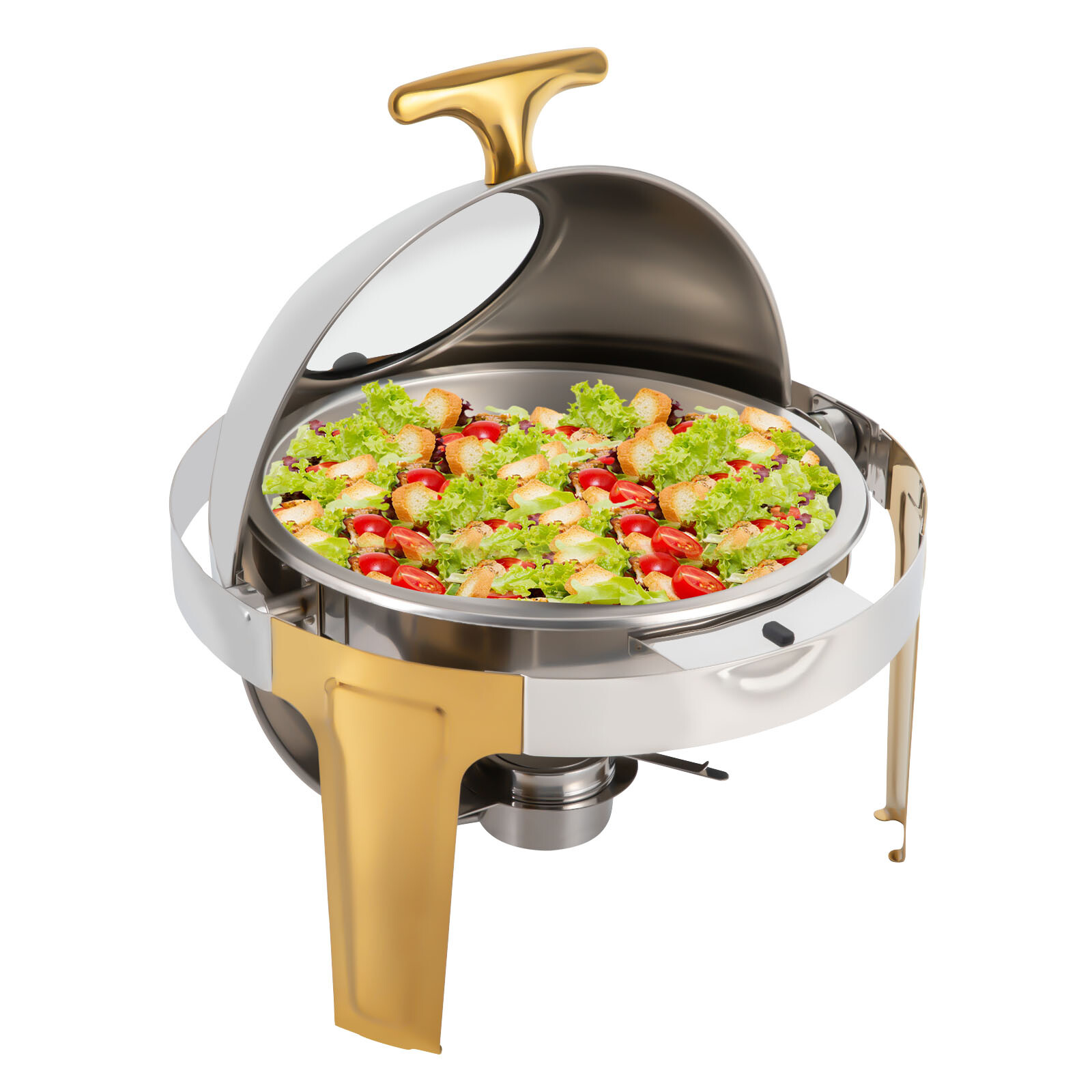 6.3Qt Round Roll Top Chafing Dish Buffet Set Stainless Steel Chafer for Party US