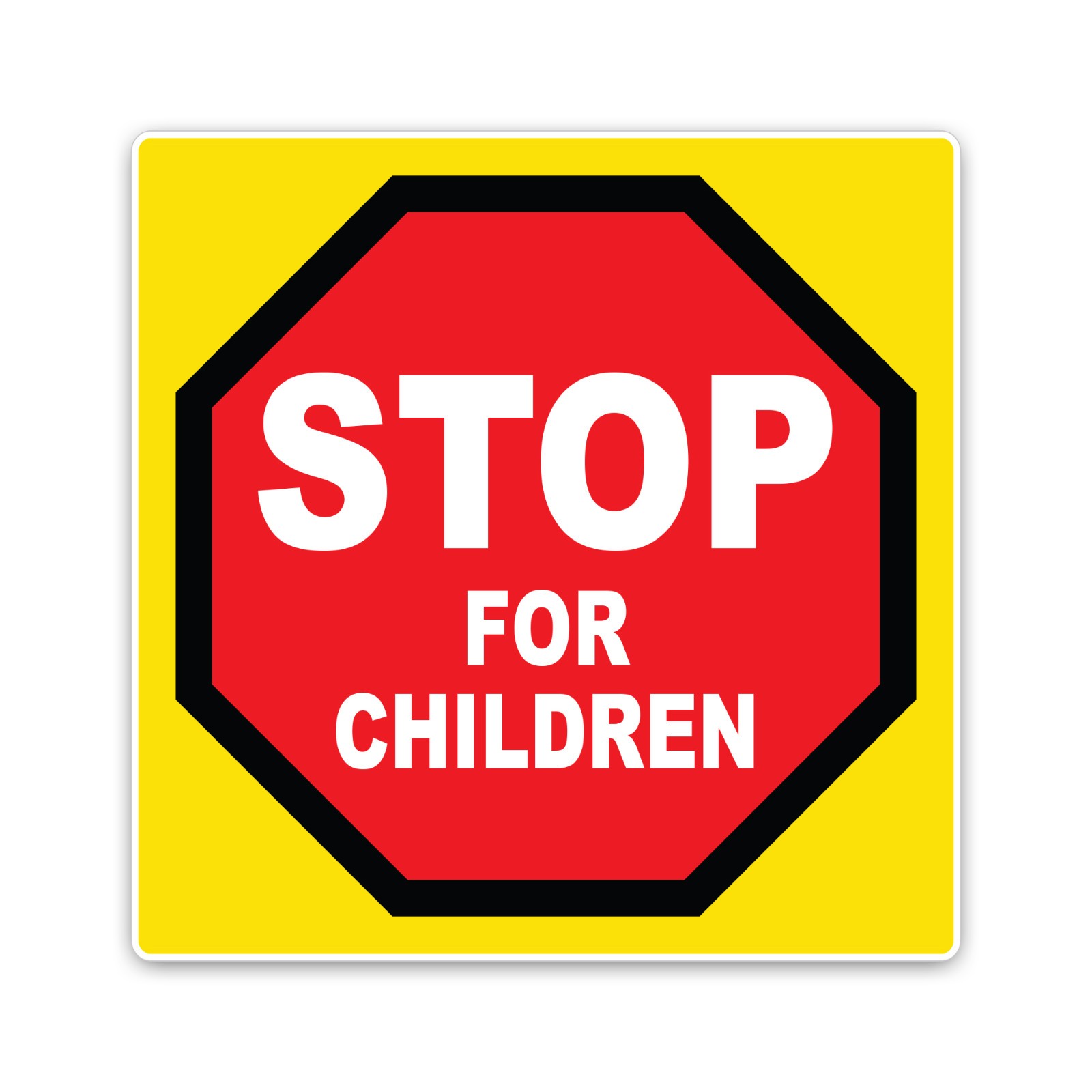 Stop For Children Octagon Sign – Ice Cream Truck Decal – Vinyl Sticker 18″x18″
