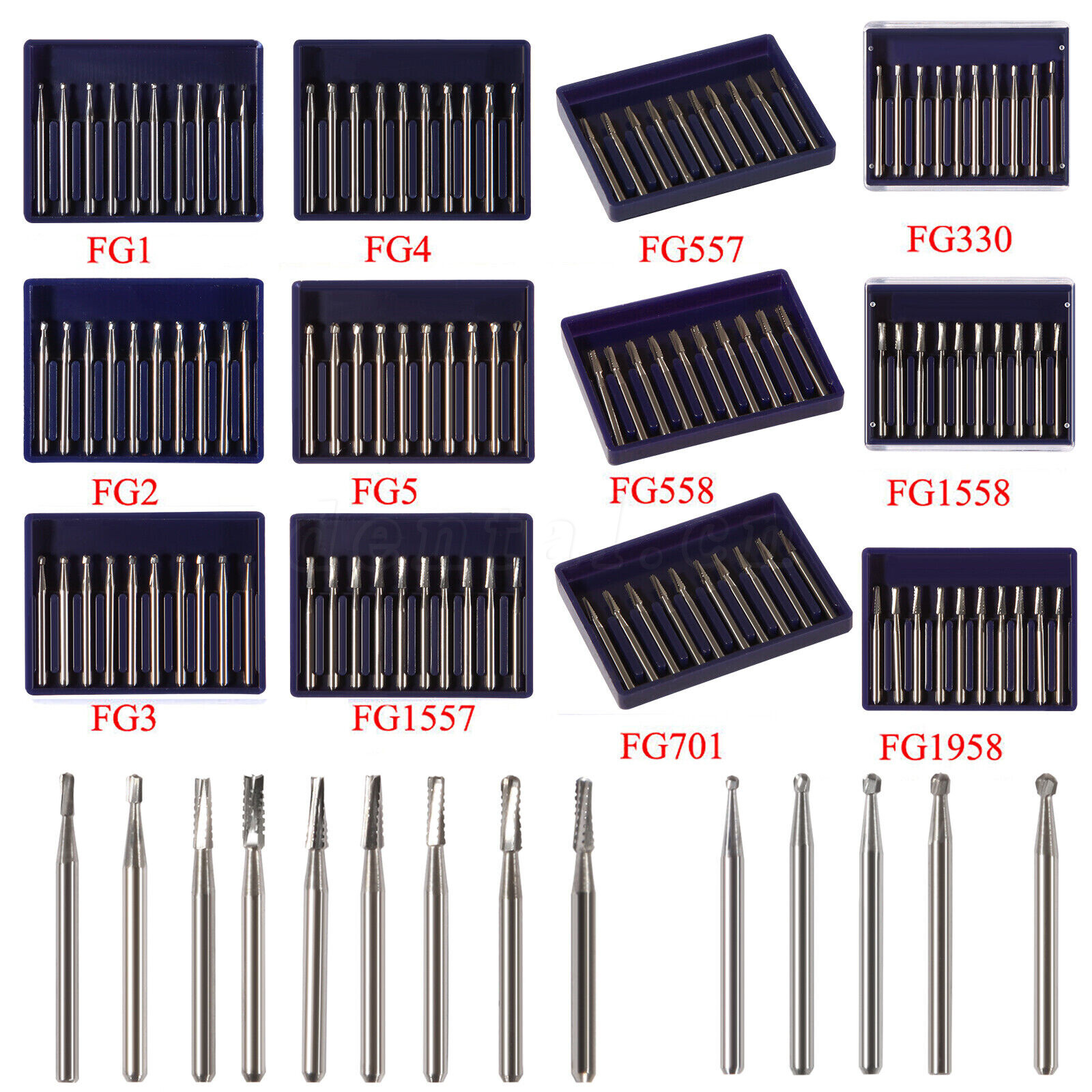 10-100 pcs Dental Tungsten Steel Carbide Crown Metal Cutting Burs For High Speed