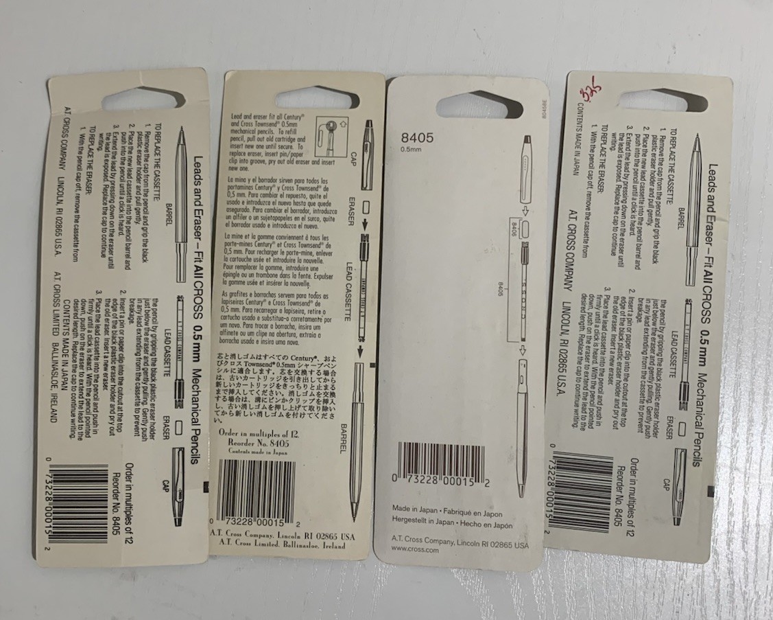 CROSS 0.5 mm PENCIL REFILL 12 Leads / 1 Eraser 8405 You Get 1 Only