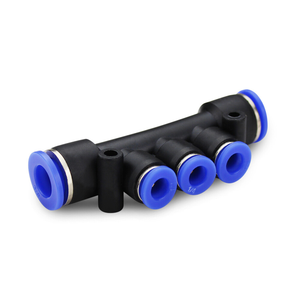5 Pack, Pneumatic Manifold Fitting, 2 to 1 Push Connect 1/4″ Tube to 5/32″ Tube