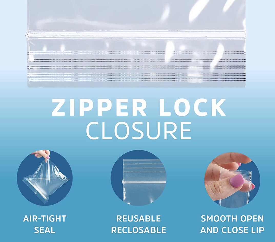 1000 Pieces – 2”x3” Clear Poly Zip Lock Storage Bags 2 Mil Reclosable Bags New
