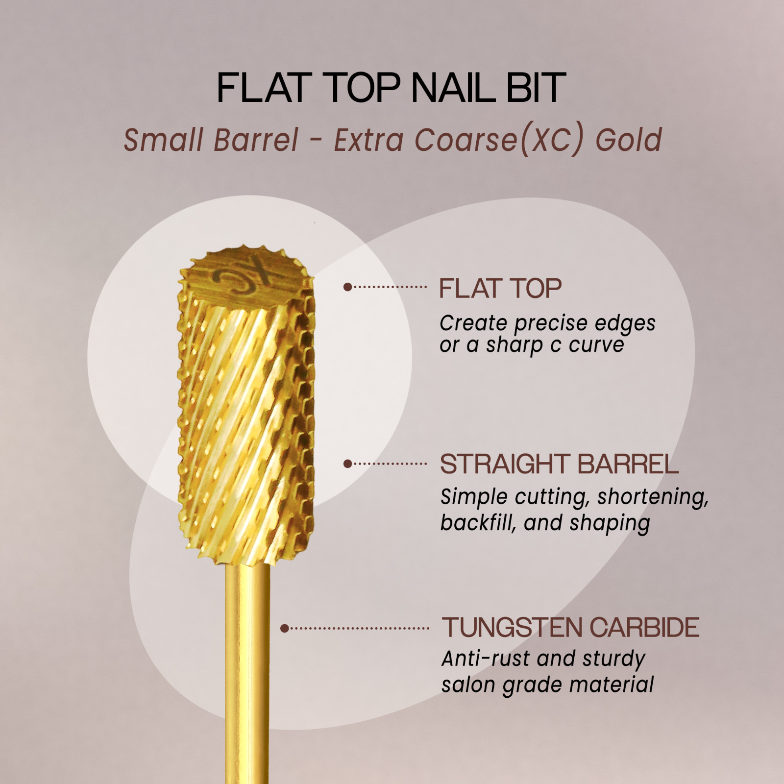 Professional Gold Small Barrel Nail Drill Bit Extra Coarse Grit