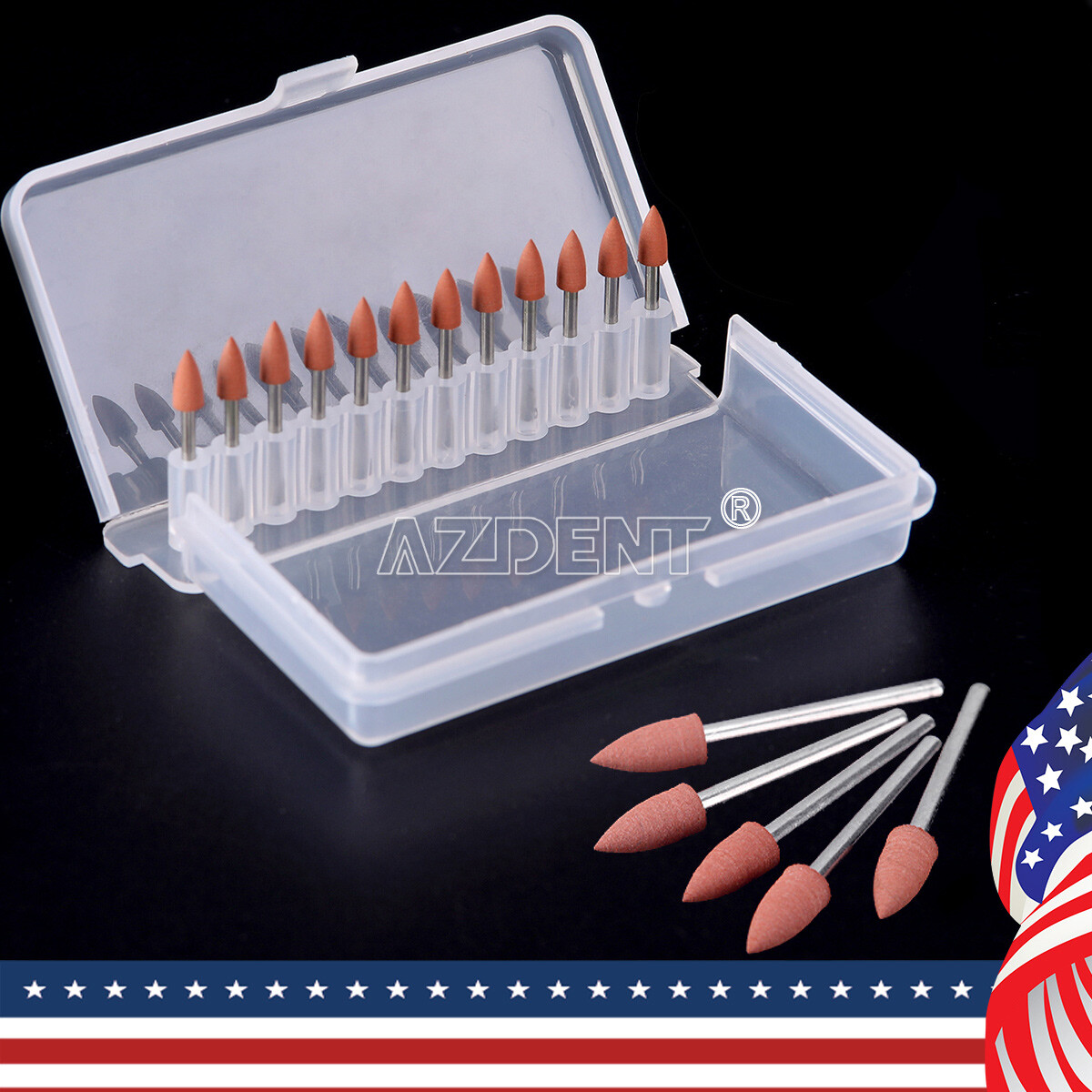 Dental Brownie Polishers Friction Grip FG Burs Mini Points 1.6mm AZDENT 12pc/Bo