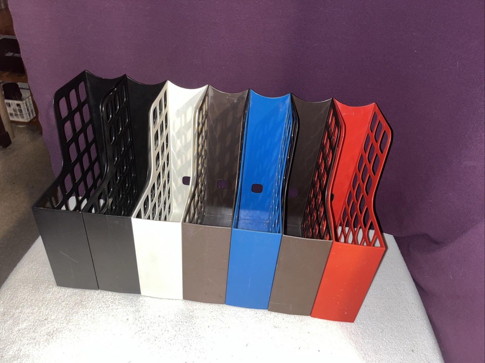 7 X Vintage Oxford DecoFile File Plastic Organize Magazine Holders Top Condition