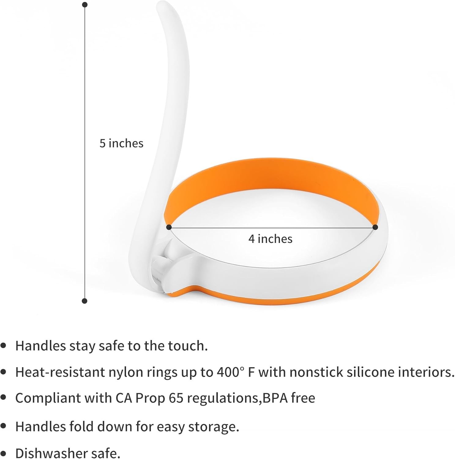 Silicone Fried Egg Cooker Rings Set,Nonstick,Easy to Use&Clean, White&Orange