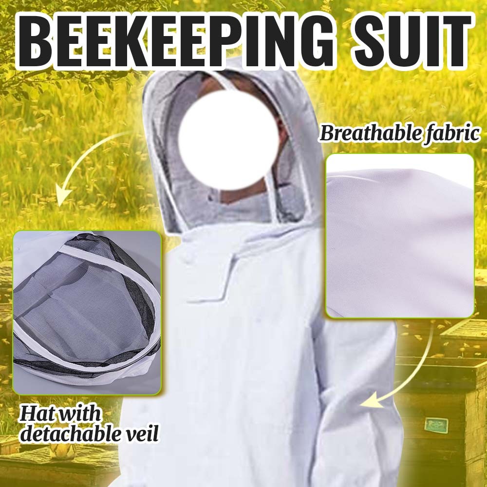 Beekeeping Suit Full Body L Beekeeper Cover all Outfit Jacket With Veil Unisex