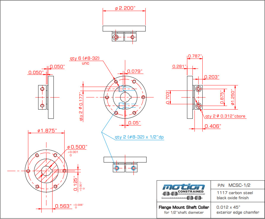 Motion Constrained MCSC Flange / Hub Mount Shaft Collar Couplings