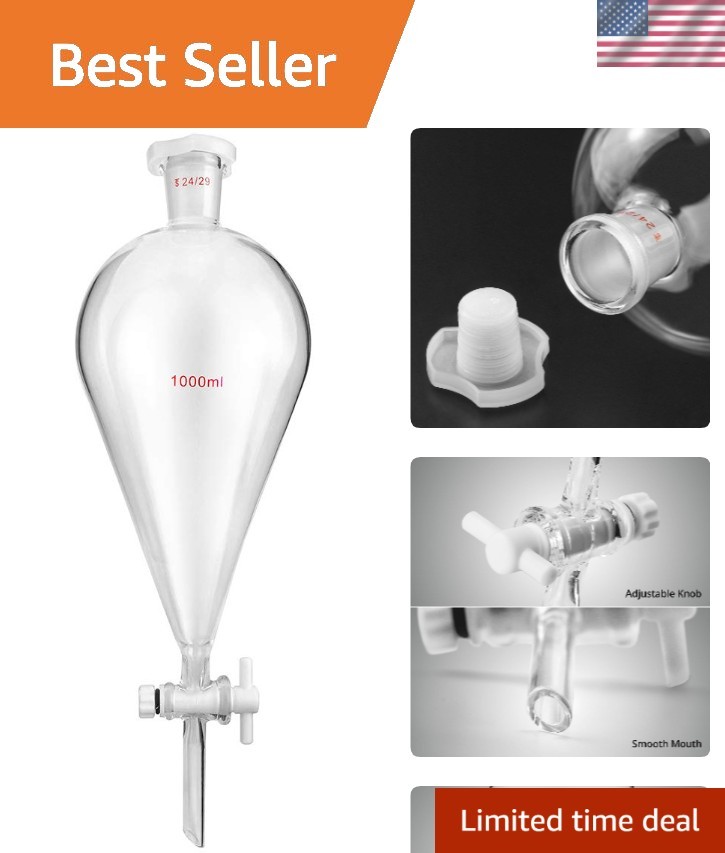 1000ml Separating Funnel with 24/29 Joints and PTFE Plug