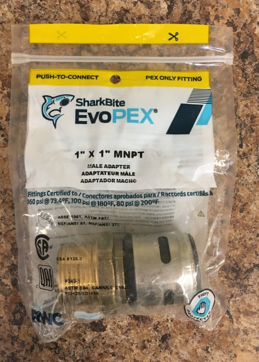 SharkBite K140A EvoPEX 1 in. Push x 1 in. D MPT Brass Adapter