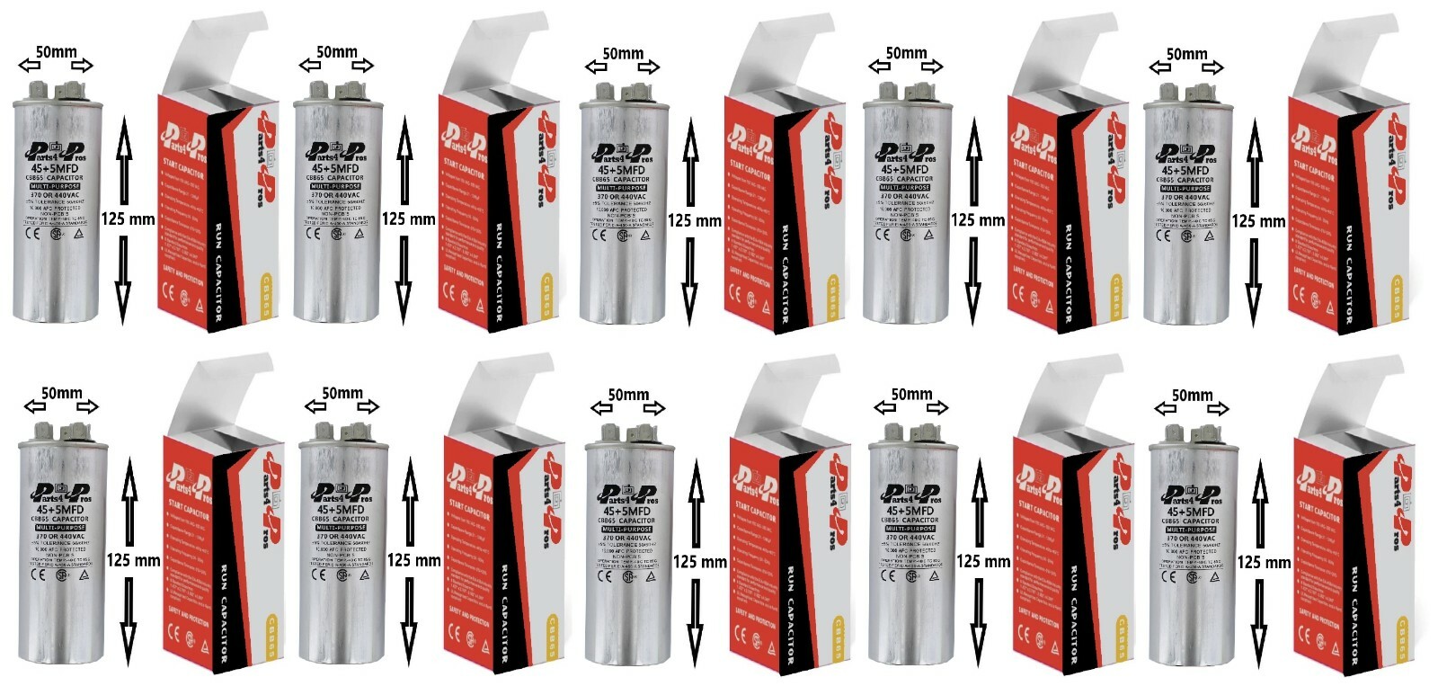 45+5 uF MFD 370-440 V AC High Quality Motor Dual Run Capacitor CBB65-R (10x)