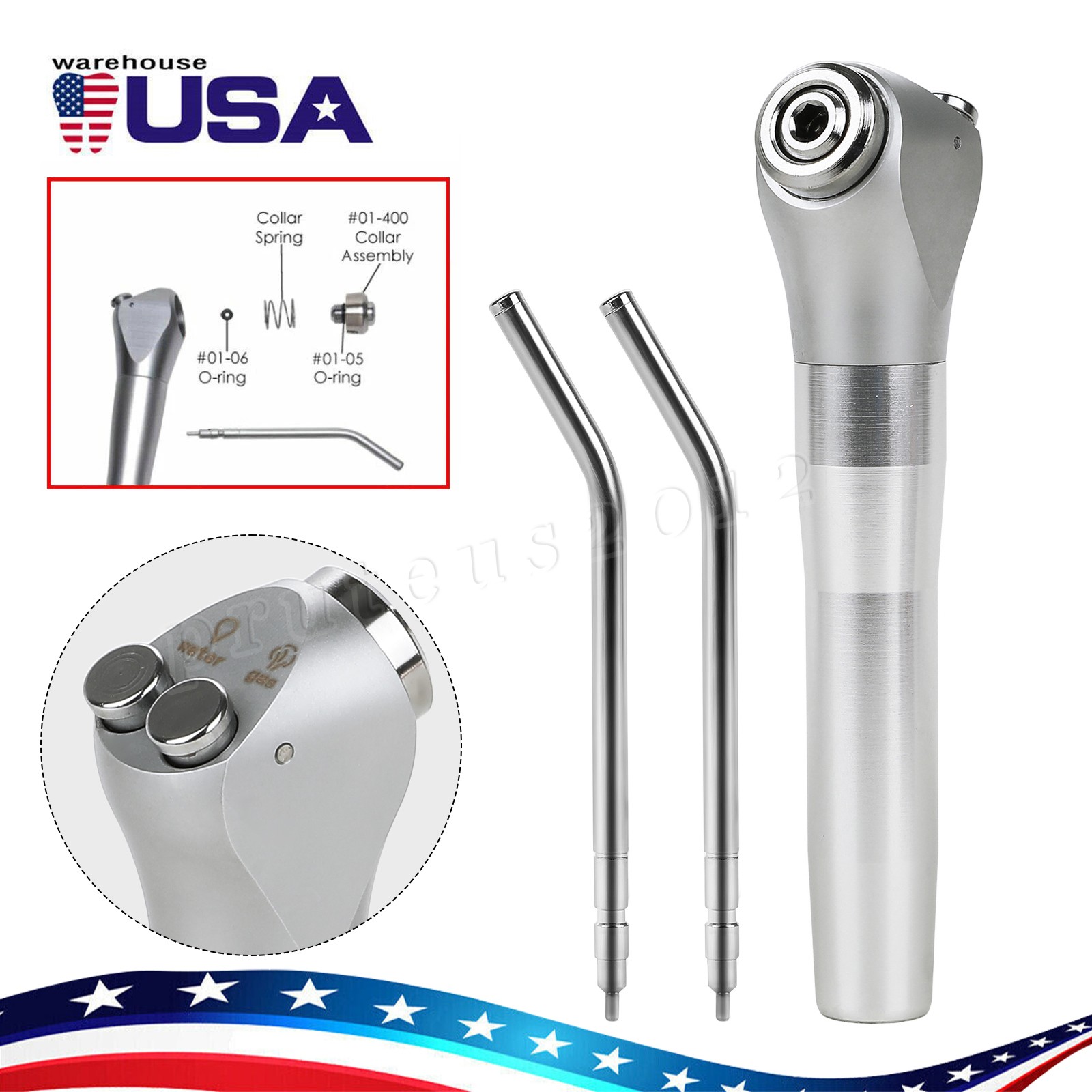 10PCS Dental Air Water Spray Triple Syringe 3 Way Handpiece w/ Nozzles/Tips/Tube
