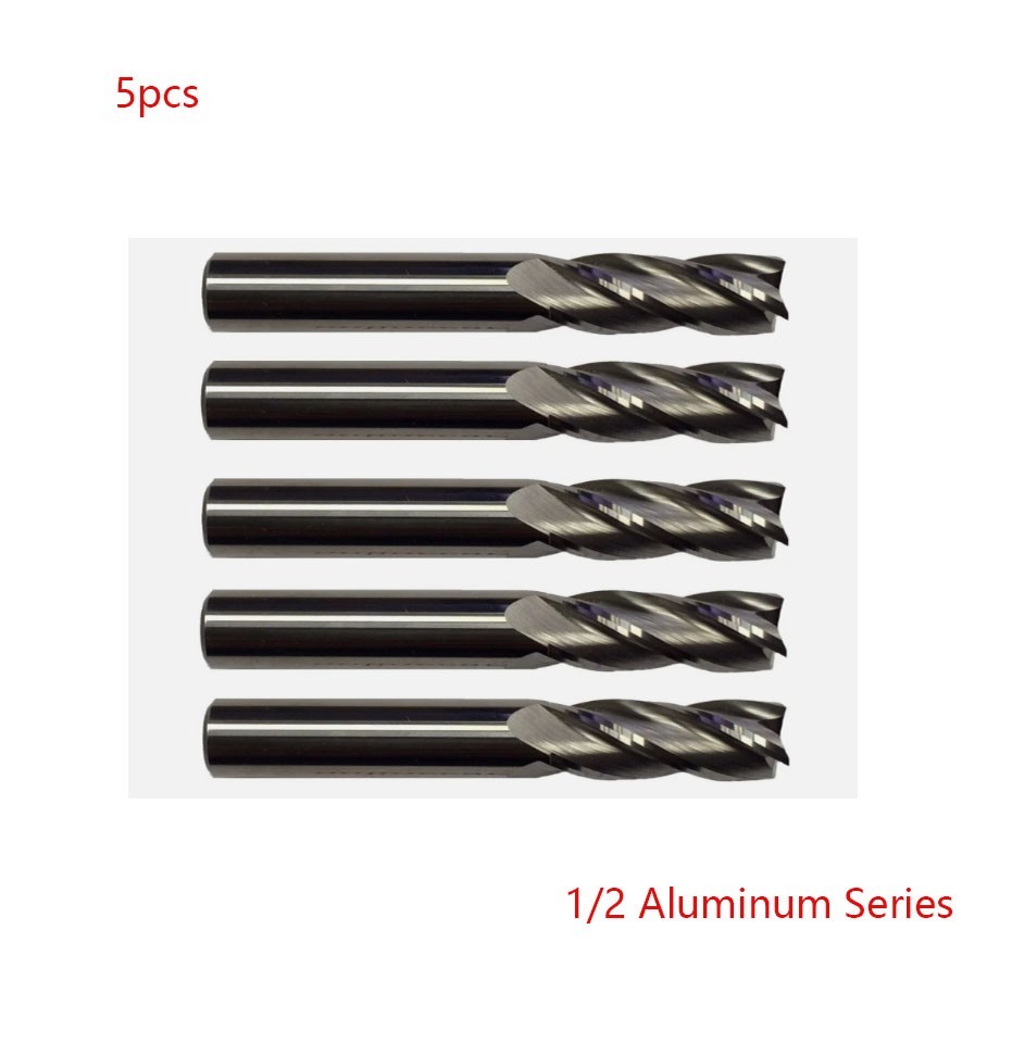 5 Pack 1/2″ Solid Carbide End Mills – 4 Flute Center Cutting CNC USA