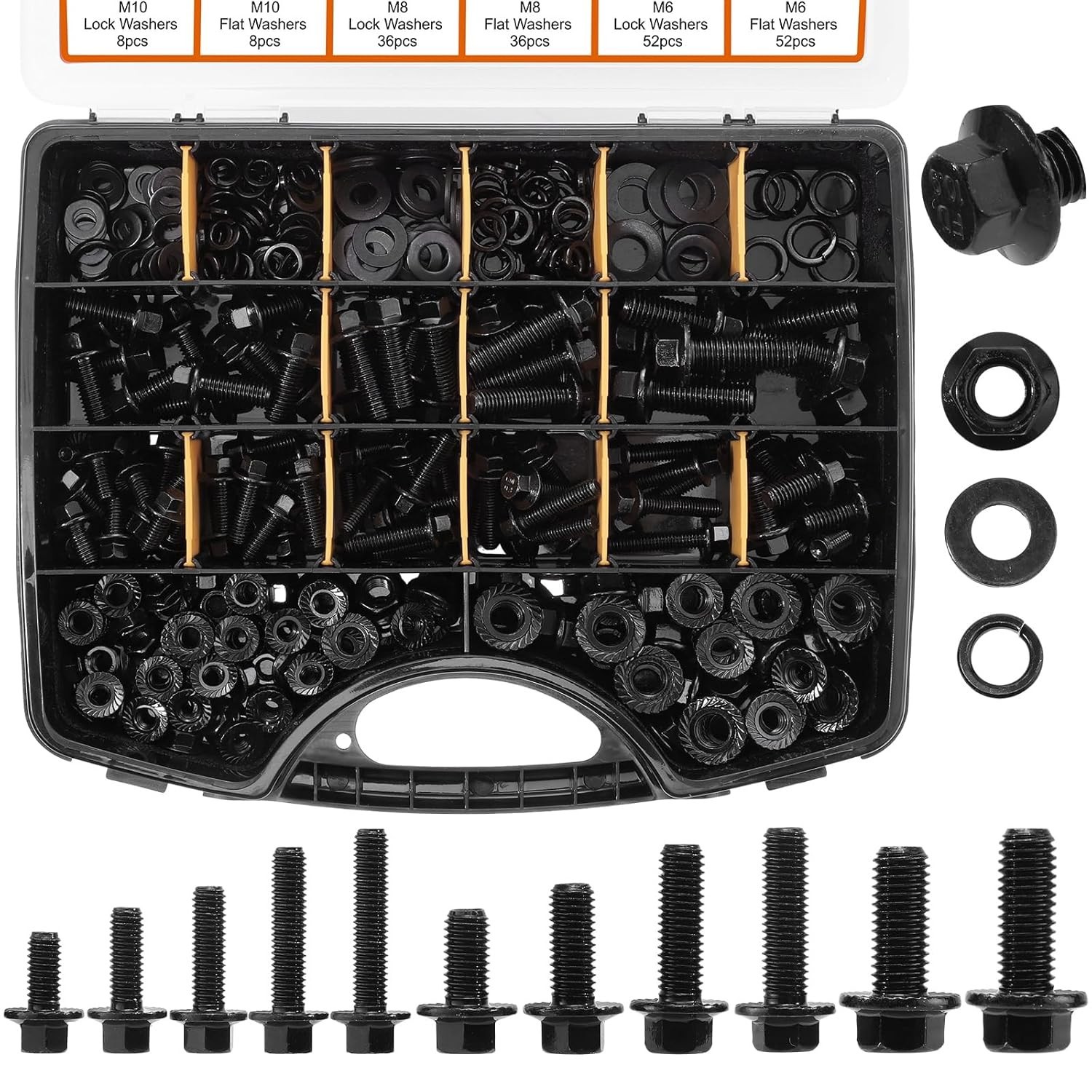 384 Pcs Metric Flange Bolt Assortment Kits, M6x1.0, M8x1.25, M10x1.5 Bolts(12mm