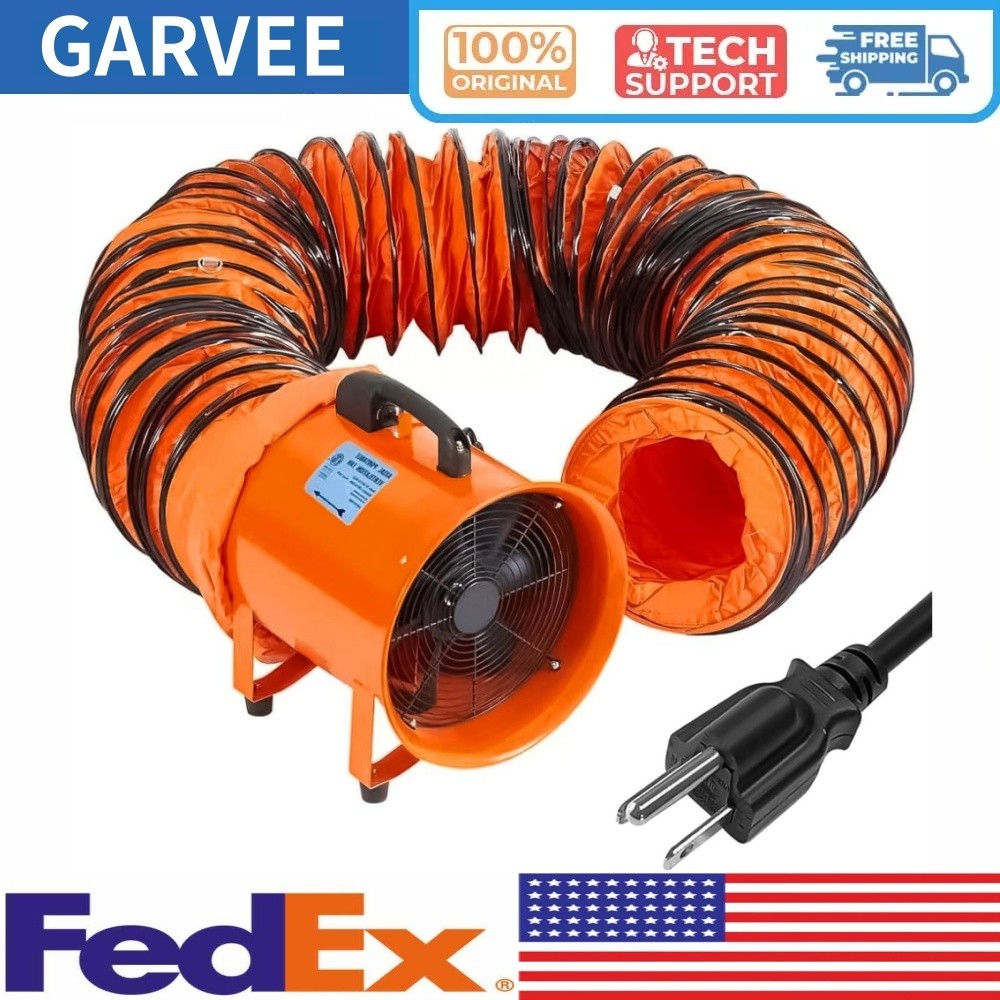 12 in Utility Blower Exhaust Fan with 32.8 ft Duct 3500 r/min & 3500 CFM