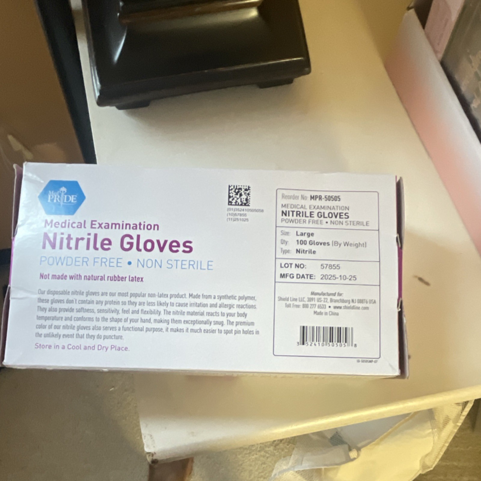 MedPride Medical Examination Nitrile Gloves Large Powder-Free Non Sterile