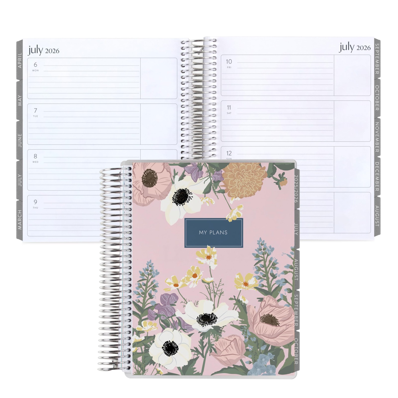 Erin Condren 7X9 Coiled Life Planner January 2026 – December 2026 – Bouquet