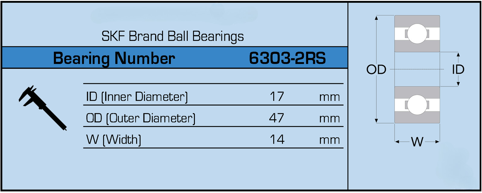 SKF 6303-2RS Brand Rubber Seal Ball Bearing 17x47x14 6303 2RS 6303RS