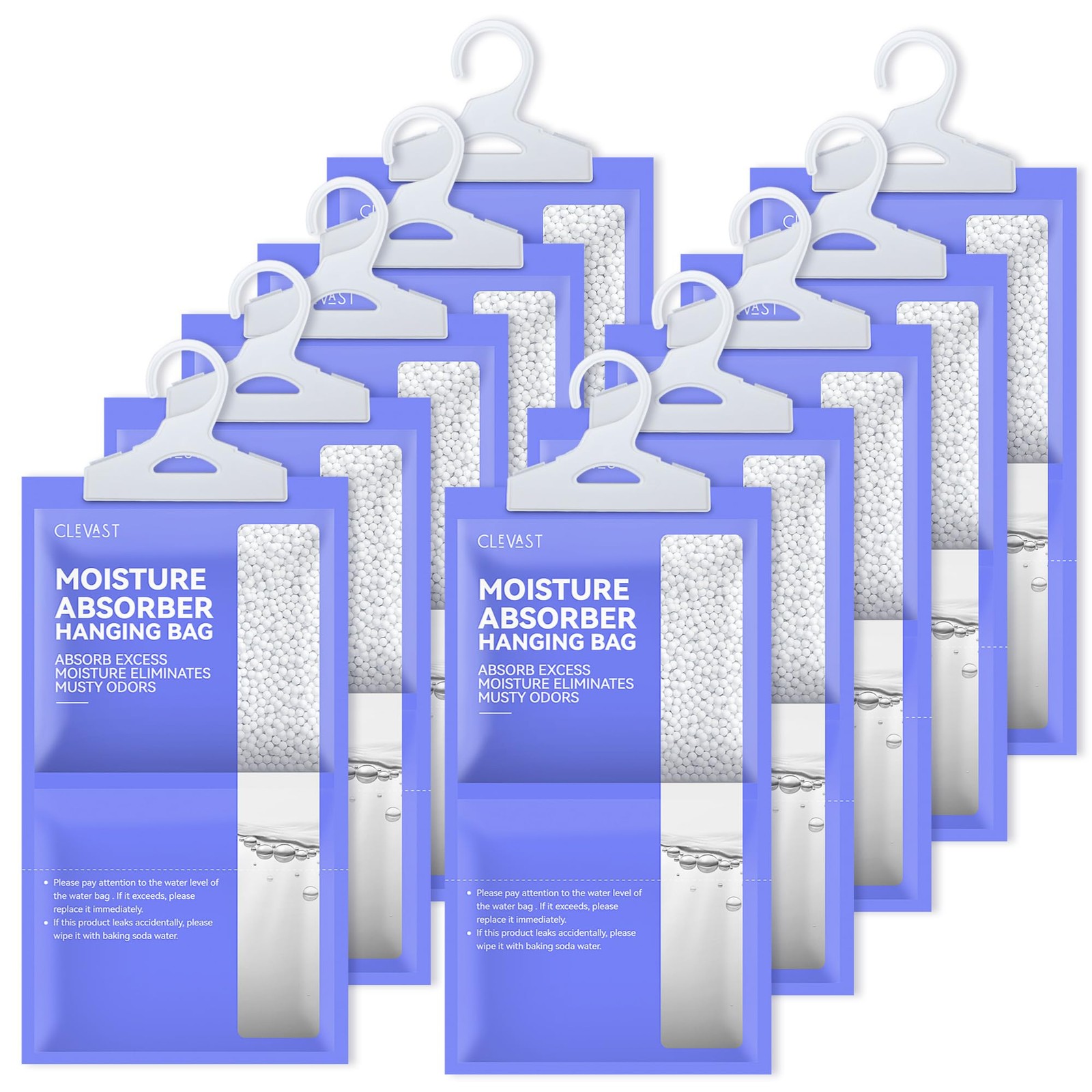 CLEVAST Moisture Absorbers Packets 10 Pack, Dehumidifier Bags 9.6 oz, purple