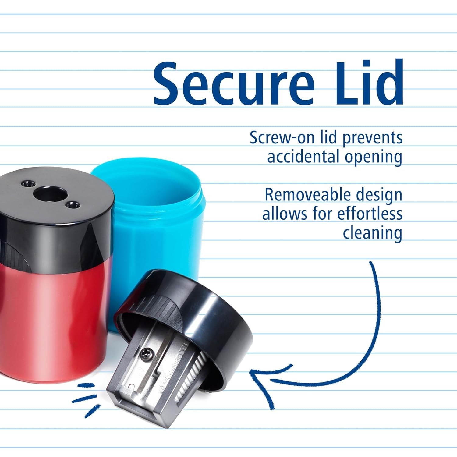 Portable Pencil Sharpener with Metal Blade – 1.5×1.5×2 Inches, Assorted Colors