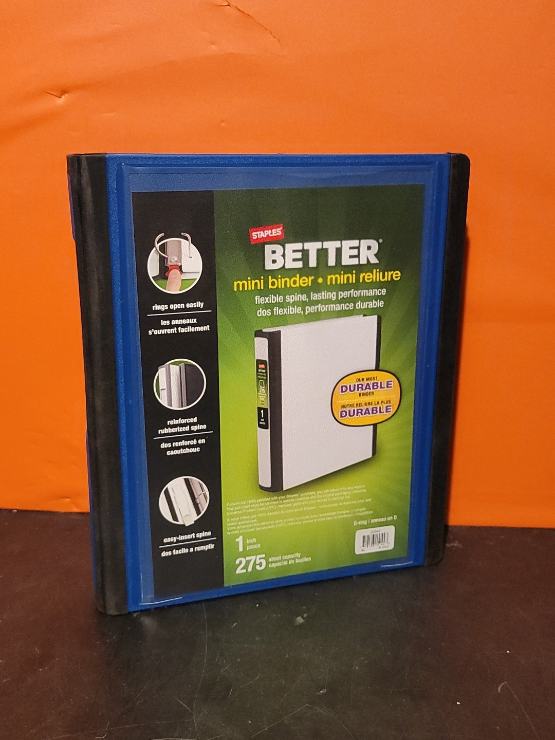 Navy Blue Staples 1 inch 3 Ring 275 Sheet Capacity Better Mini Binder ~ New