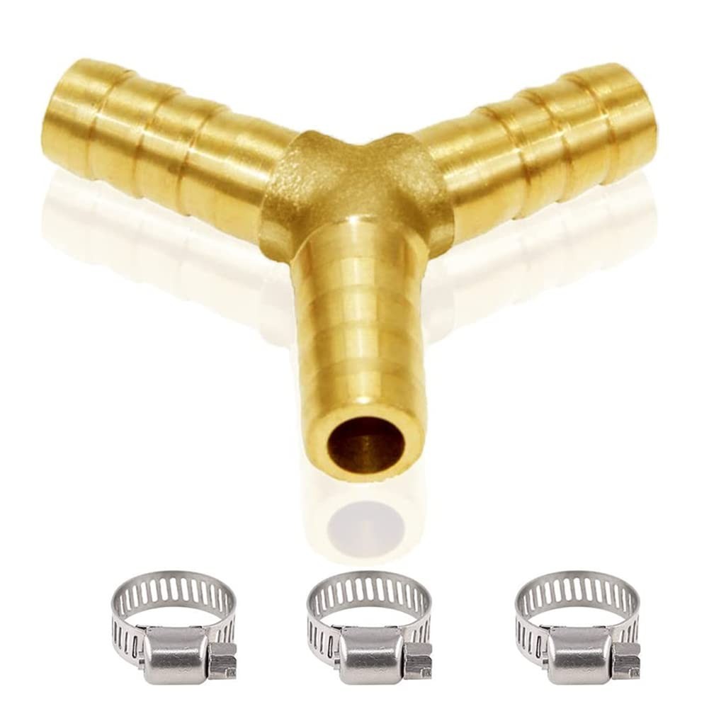 5/16″ Hose Barb Y Shaped 3 Way Union Fitting Intersection/Split Brass Water/F…