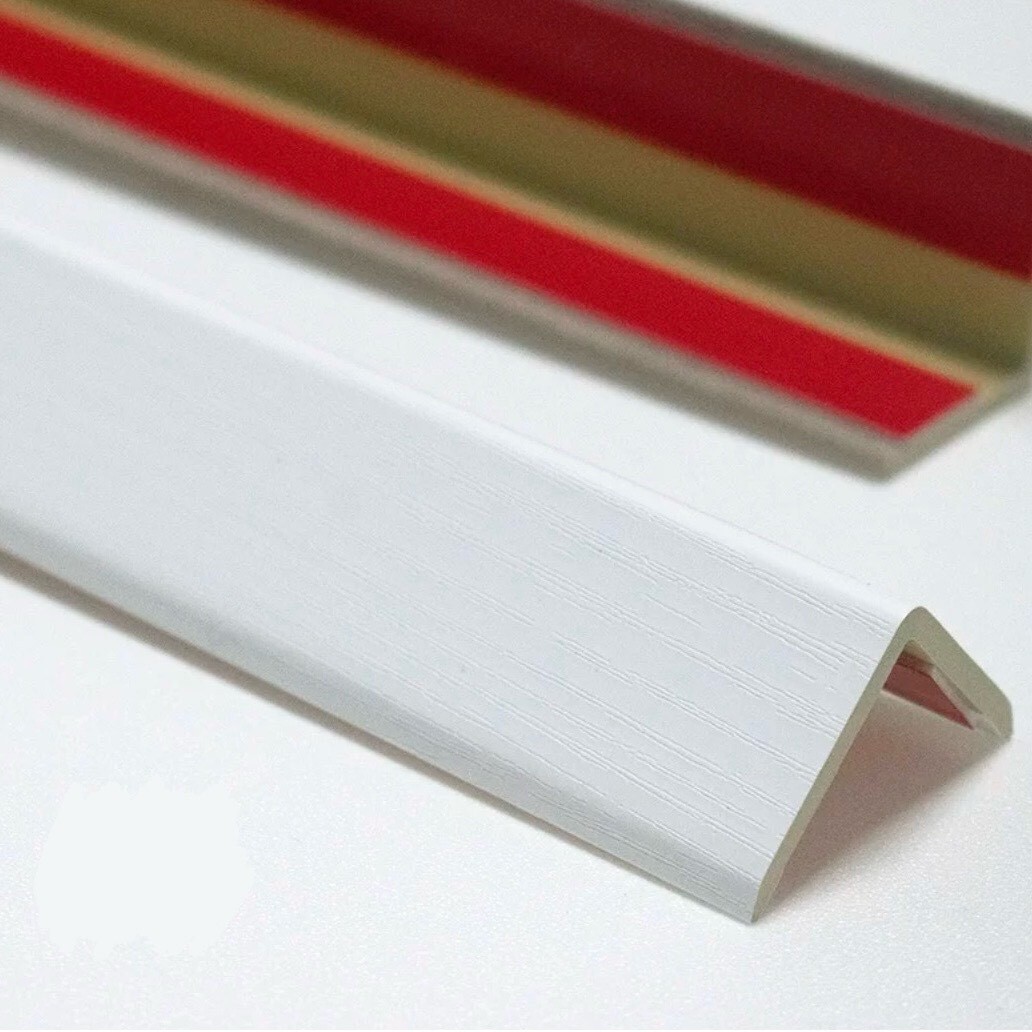 PVC Plastic Corner Protector Wood Pattern 90 Degree Edge Guard Adhesive 47 in