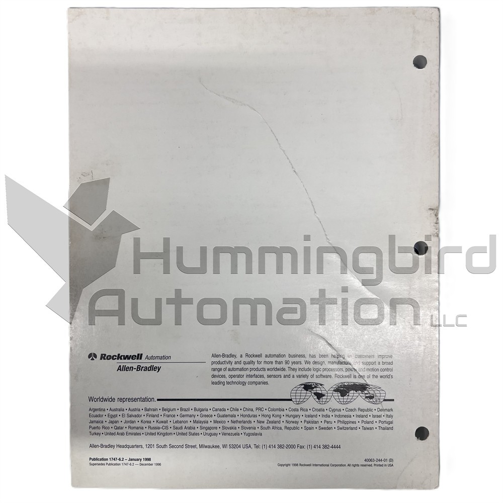 Allen Bradley SLC 500 Modular Hardware Installation Manual Publication 1747-6.2