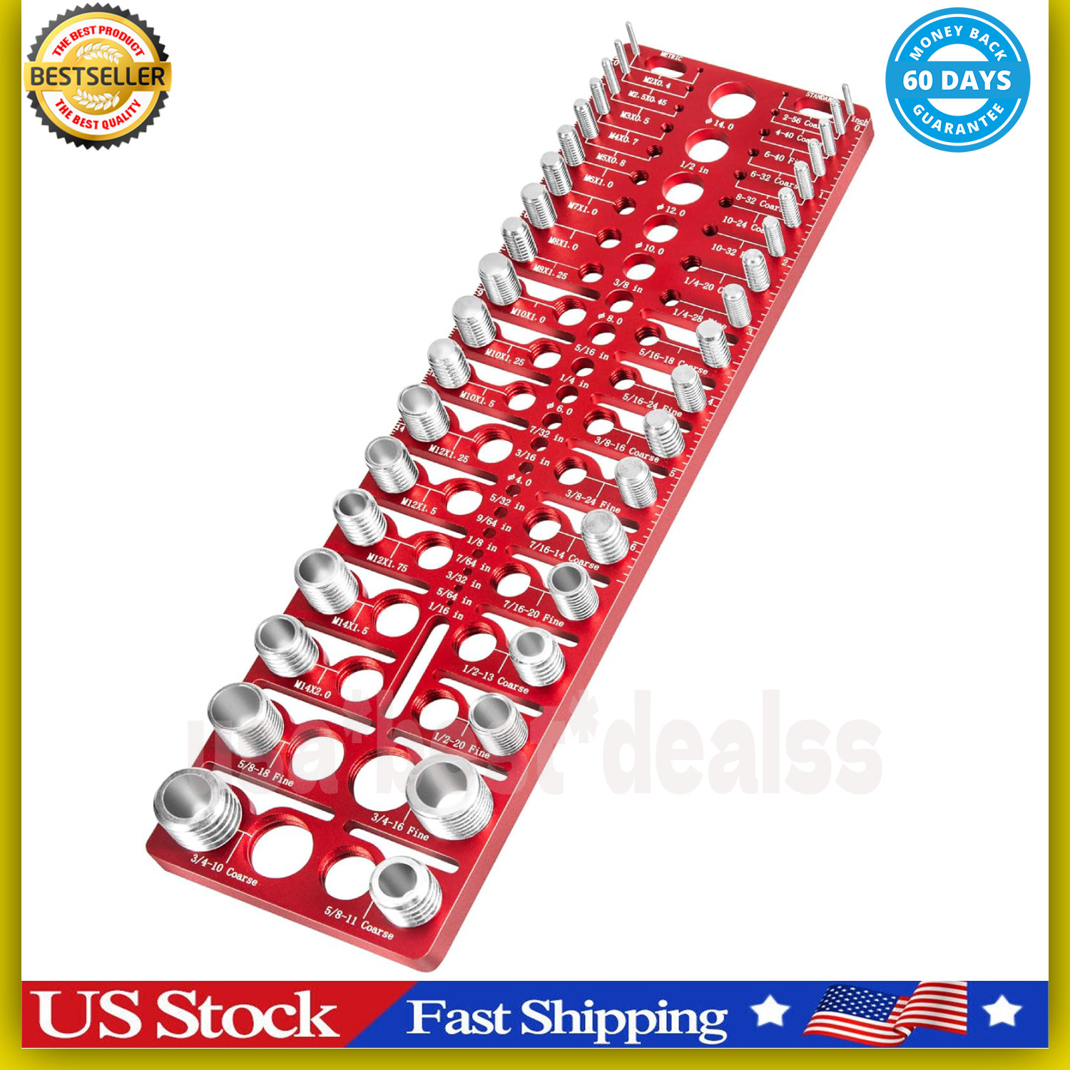 57pc Nut & Bolt Thread Checker, SAE & Metric, Drill Gauge Set