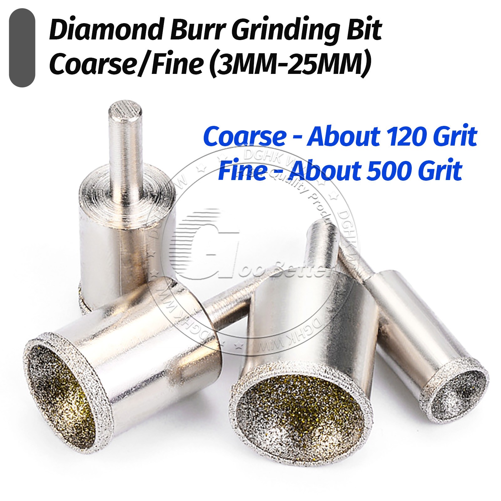 Diamond Burr Grinding Bit 3-25mm Burr Polishing Concave Bead Shaping Rotary Tool