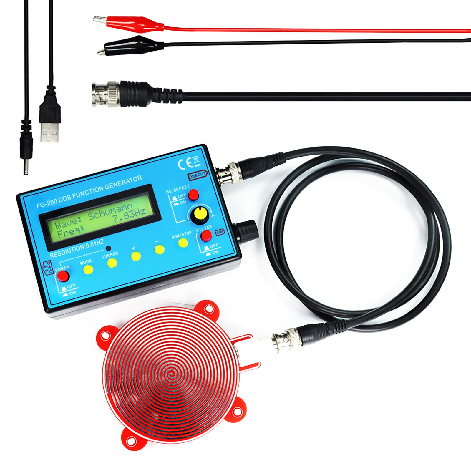 15 Waveform DDS Signal Generator 0.01Hz-500kHz with BNC Cable for Testing