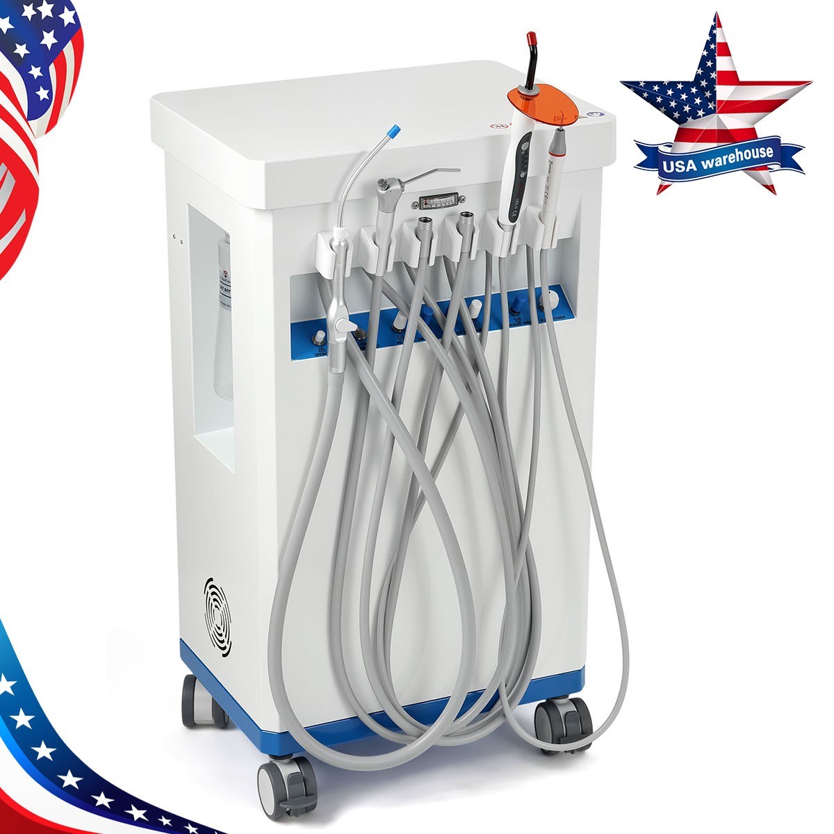 Unidad de entrega dental portatil movil compresor de aire succión/Silla 4 hoyos
