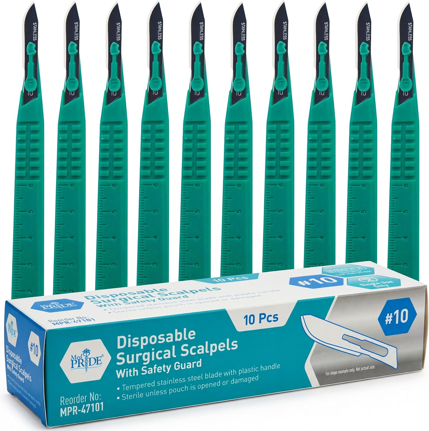 MED PRIDE Sterile Disposable Surgical Scalpels 10 Pack, Individually Wrapped Pro