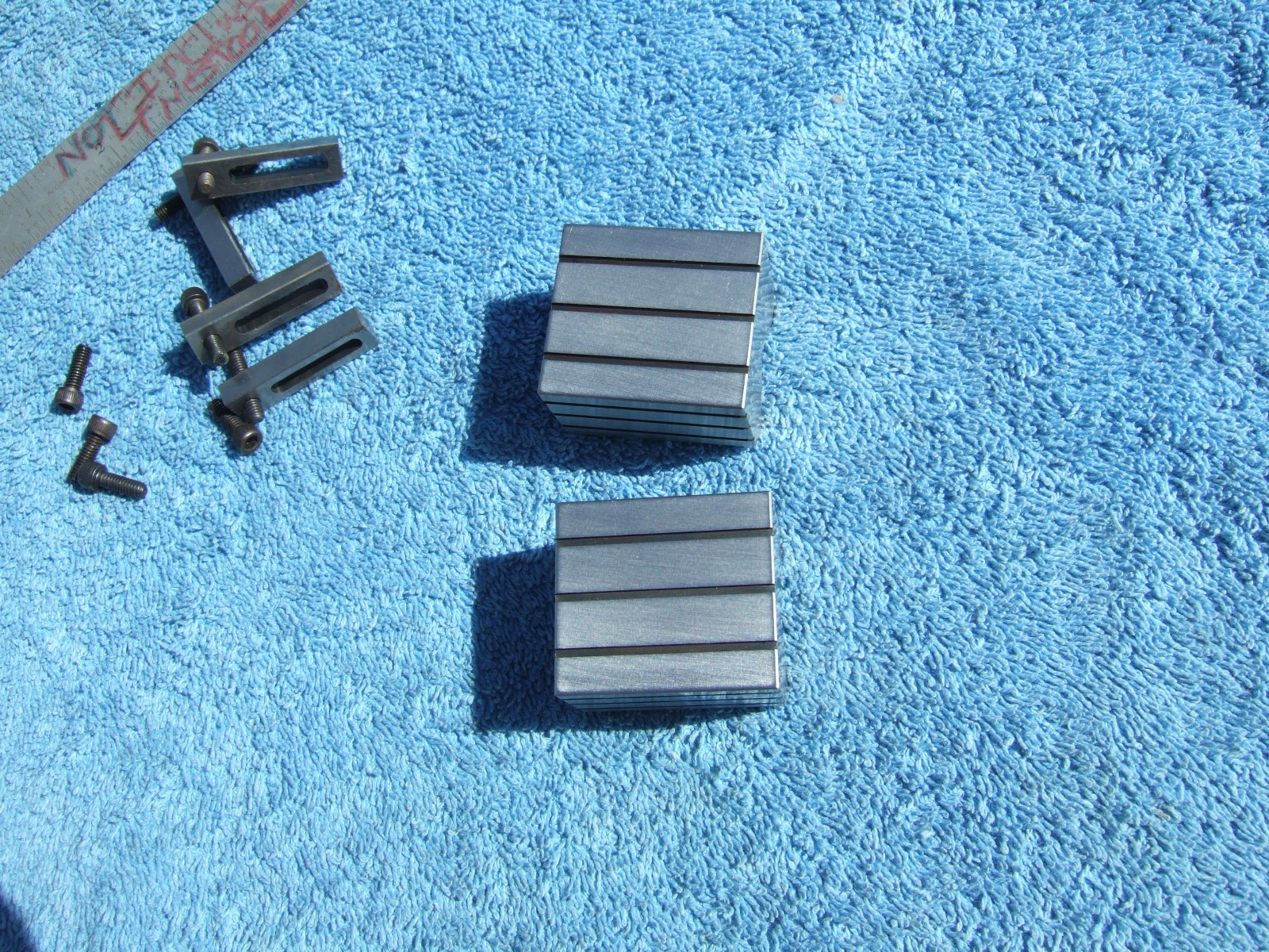 V BLOCKS GA1 2 OF4 CLAMPS USED TOOLMAKER MACHINIST MADE CLEAN VINTAGE OLD TOOLS