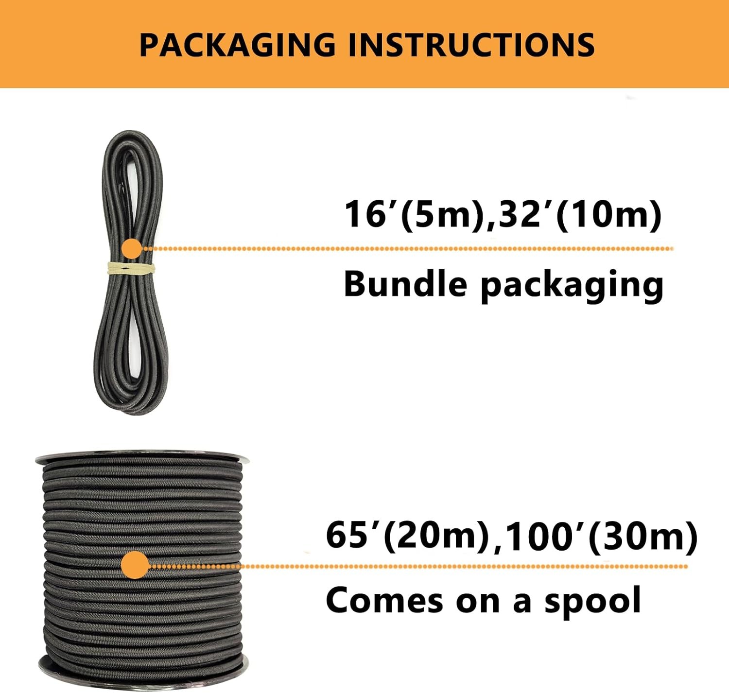 1/4″ x 32′ Marine Grade Bungee Cord Elastic Shock Cord, Kayak Stretch String …