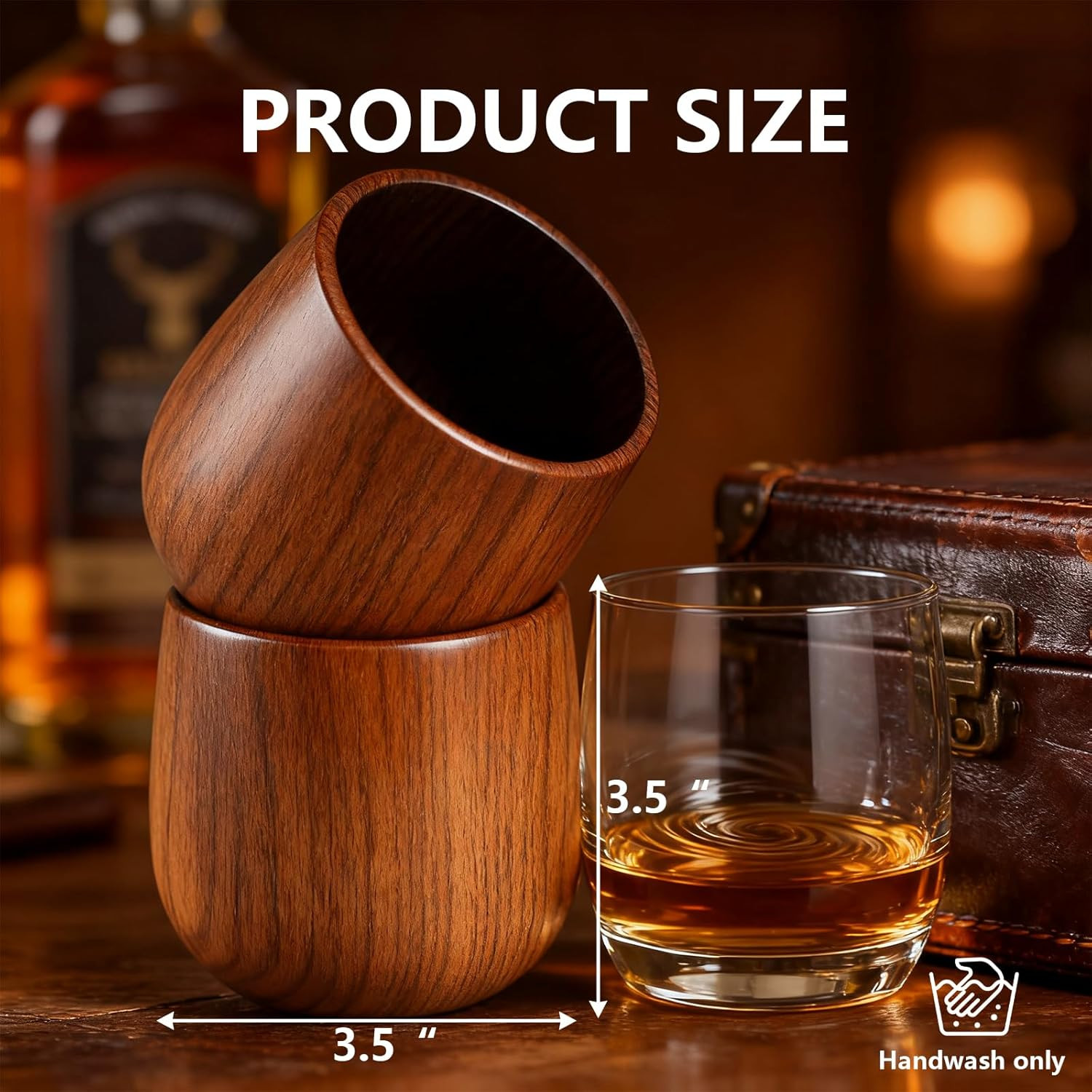 2 Pack Charred Wooden Bourbon Drinking Glass Bourbon Gifts for Men | Oak Old