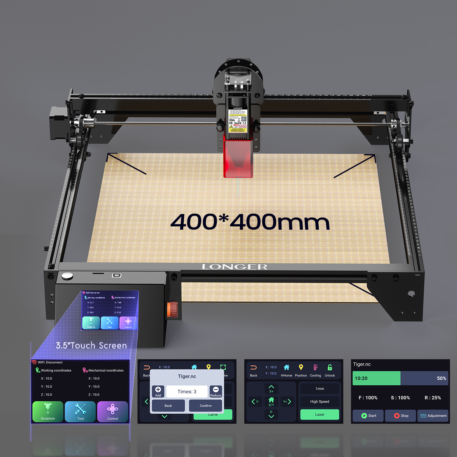 Longer RAY5 10W Laser Engraver, Laser Cutter,24000mm/min Used-B🔥 Free Honeycomb