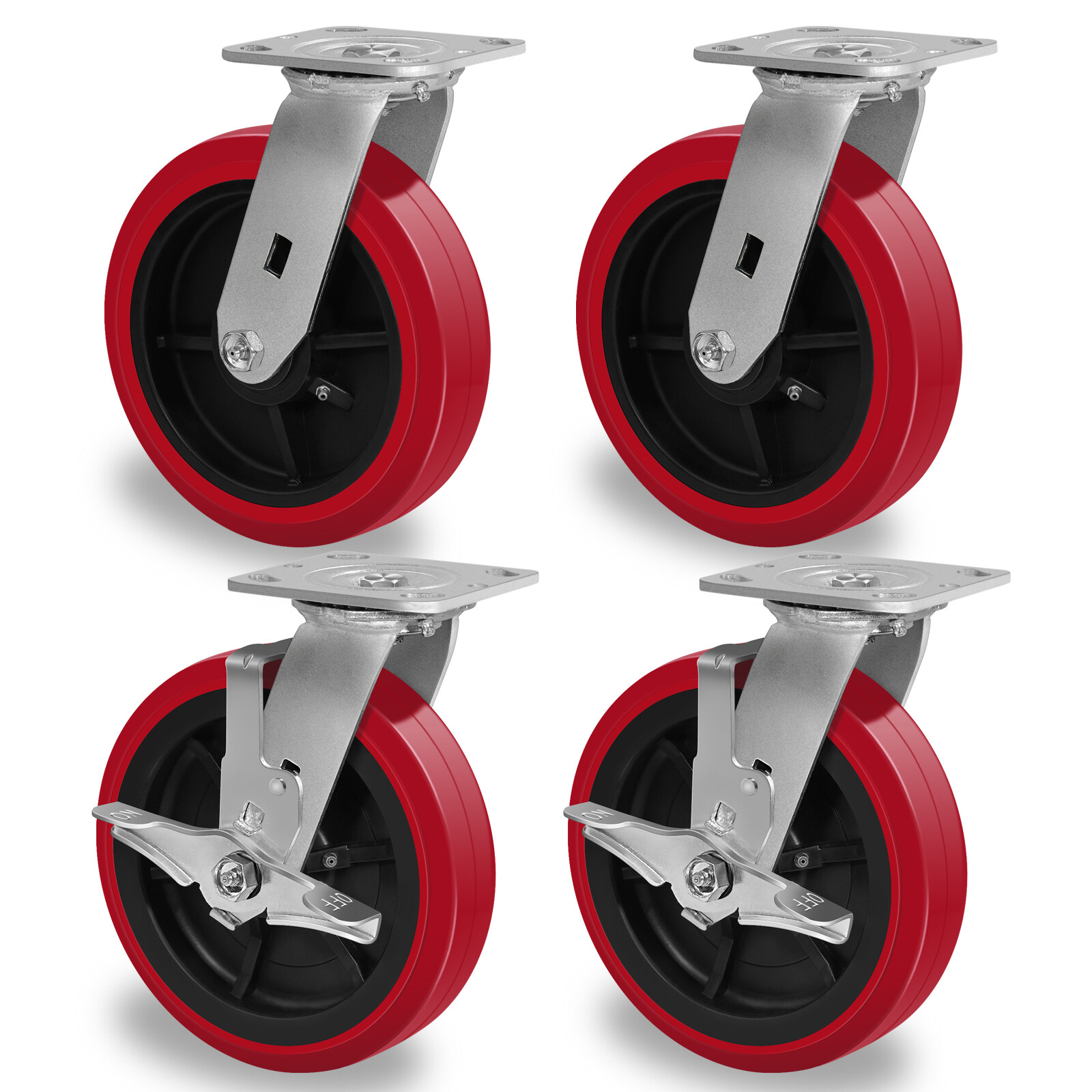 8 Inch Polyurethane Tread Caster Wheels Heavy Duty,Capacity 1200-4800LB