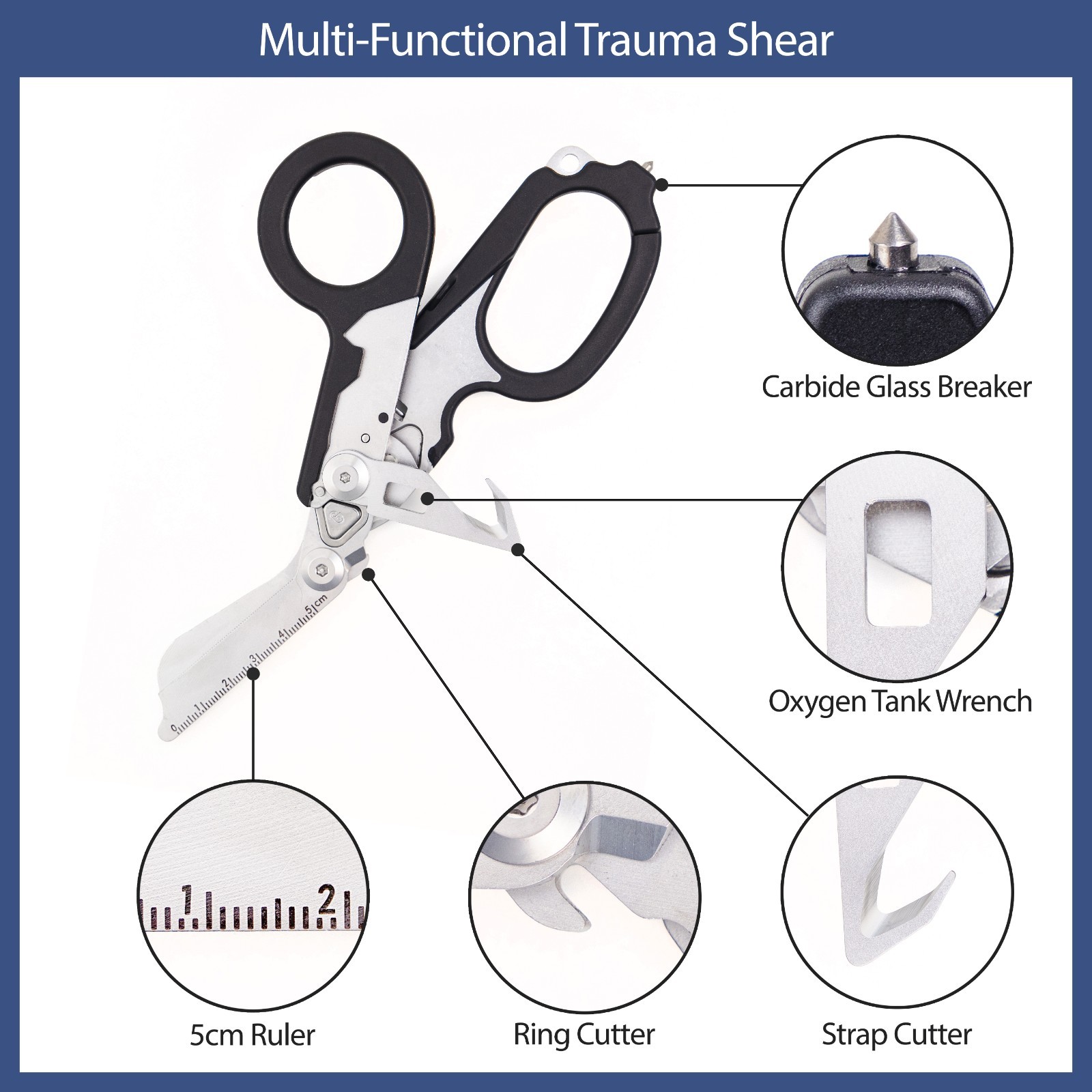 Trauma Shears with Holster – Foldable EMS Trauma Shears for EMTs, Nurses