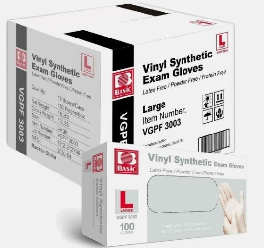 Case 10 Boxes 1000 INTCO Exam Grade Vinyl Gloves Large Powder Free Clear Medical