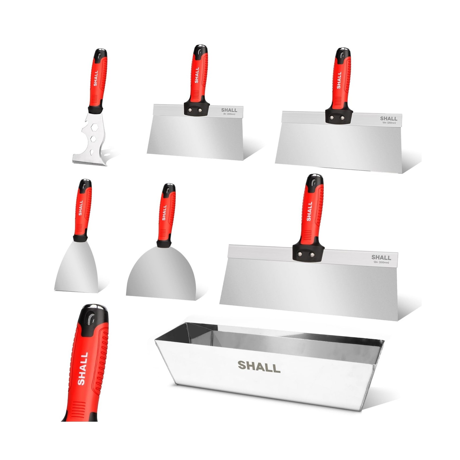 SHALL Drywall Tool Kit, 7 Pcs Stainless Steel Set Includes Putt… Fast USA SHIP