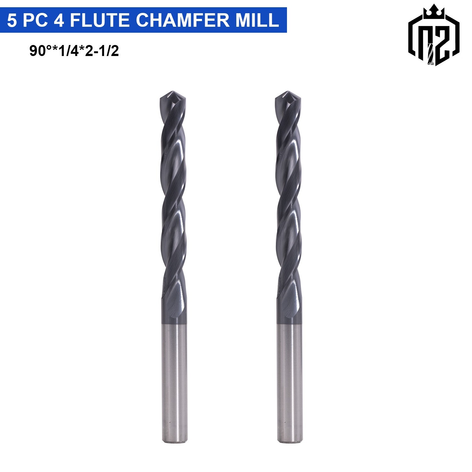 2Pcs 1/4″x2″x3-1/4″ 118?? Point Angle Solid Carbide Drill Bits – AlTiN Coated