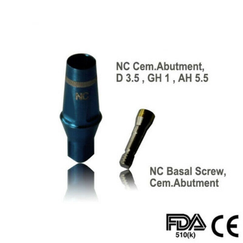 1×Straumann Compatible NC Cementable. Abutment, D3.5, GH 3mm AH 5.5mm with Screw