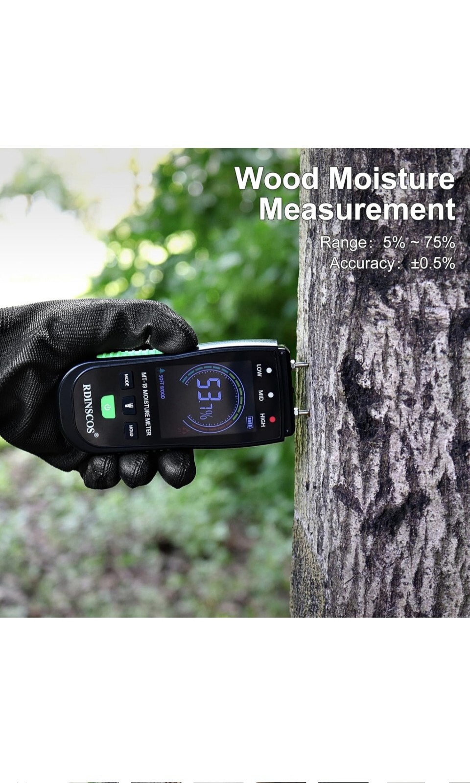 Wood moisture meter RDINSCOS Pin Type Wall Moisture Meter Digital Moisture Testr