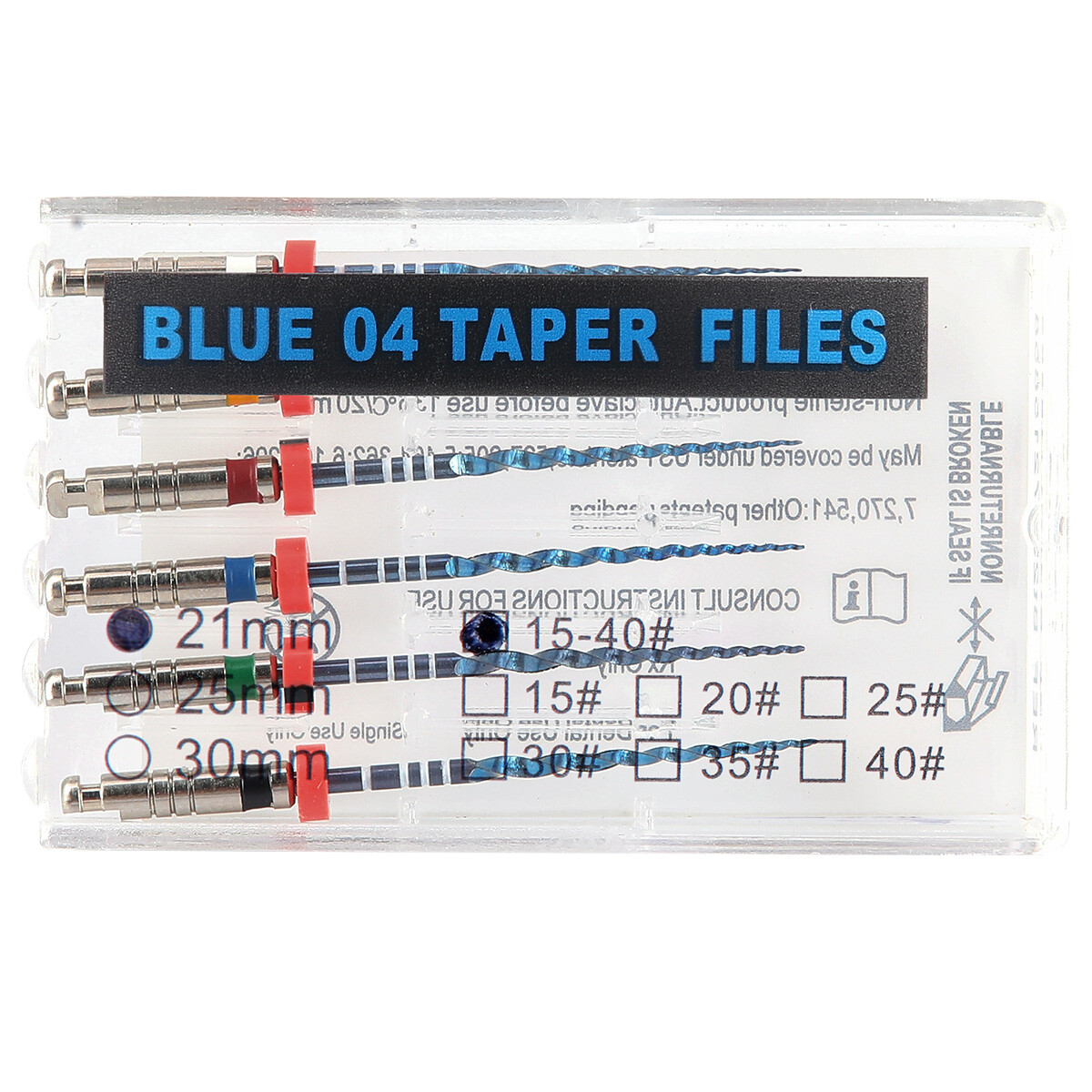 Dental Root Canal Rotary Niti Files Endo V Blue Engine Use 21/25mm 04/06 #15-#40