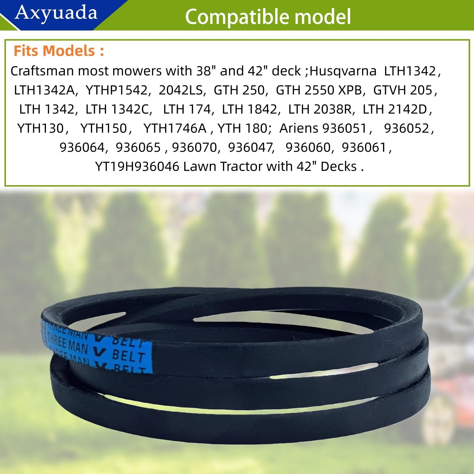 42 Inch Deck Belt 1/2 x 95 VBelt For Riding Mower Lawn Tractor AYP Poulan