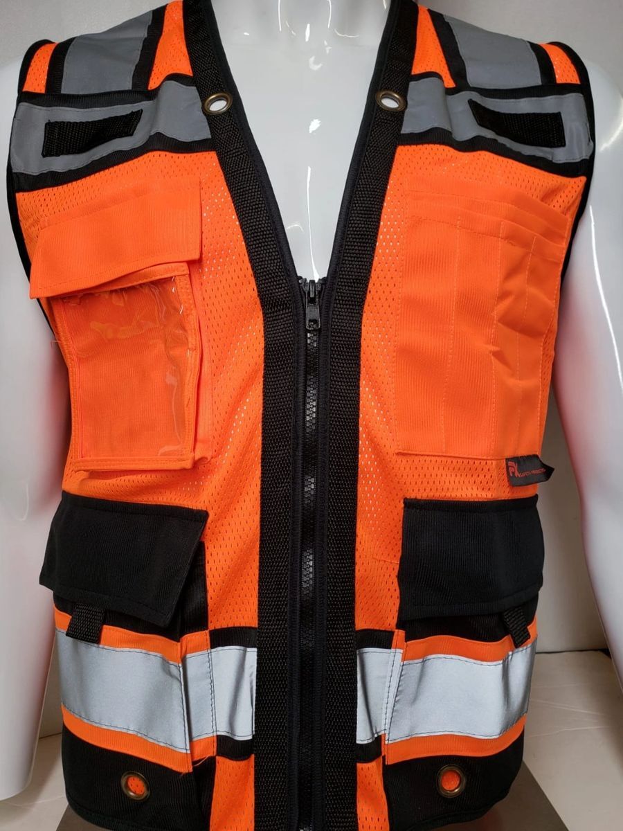 Safety vest orange with Tablet Pocket