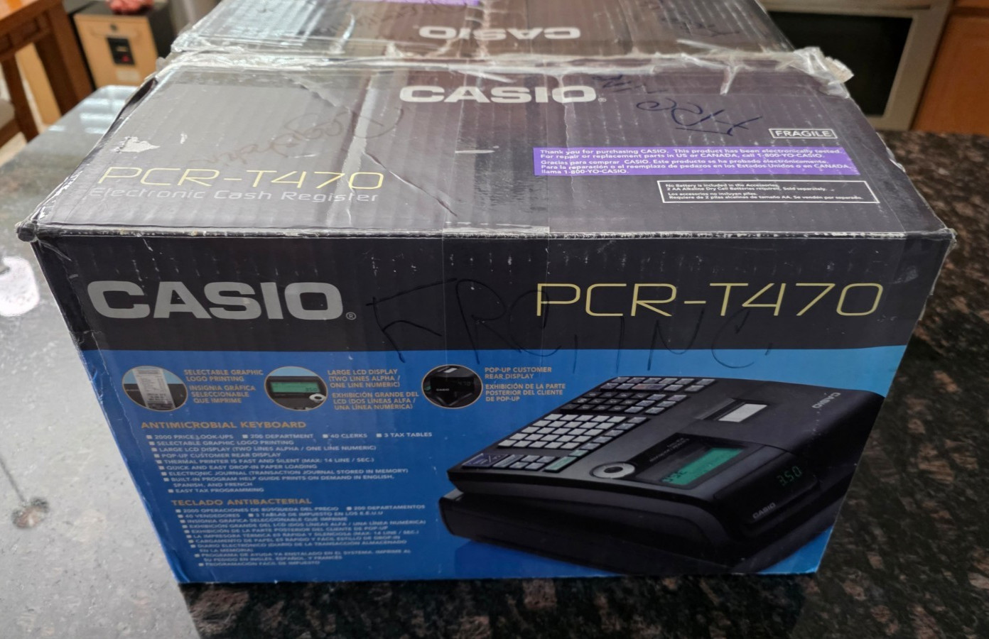 Casio PCR-T470 Electronic Cash Register with Keys – Tested/Works