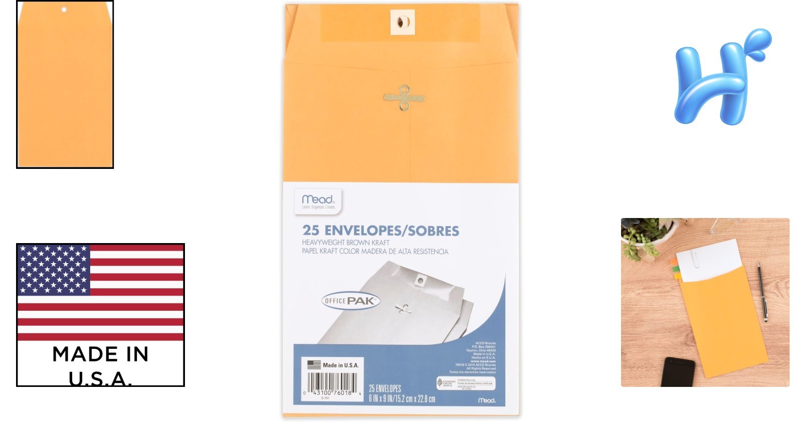 Heavyweight 6″ x 9″ Brown Kraft Envelopes with Clasp Closure – 25 Count