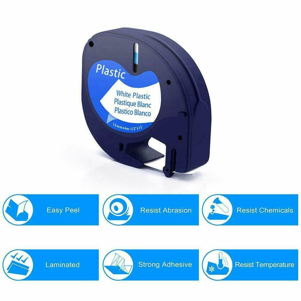 5PK Compatible DYMO LetraTag Refill 91330 White Paper Tape 12mm LT-100H 1/2